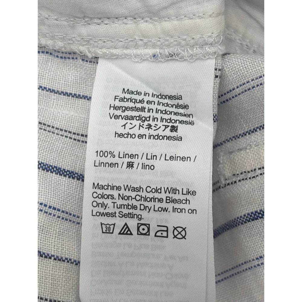 Madewell The Zoe Relaxed Wide Pant 100% Linen Striped White Blue size 6 NV159 - Picture 12 of 13